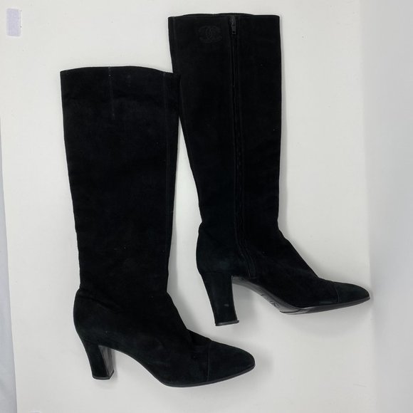 chanel suede knee high boots - Picture 2 of 10